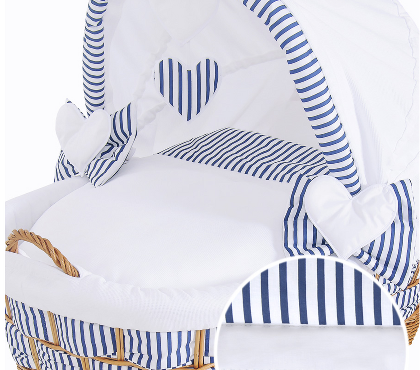 Berceau en Osier avec Capuche - Marina - Bleu - Mode Bébé Claye