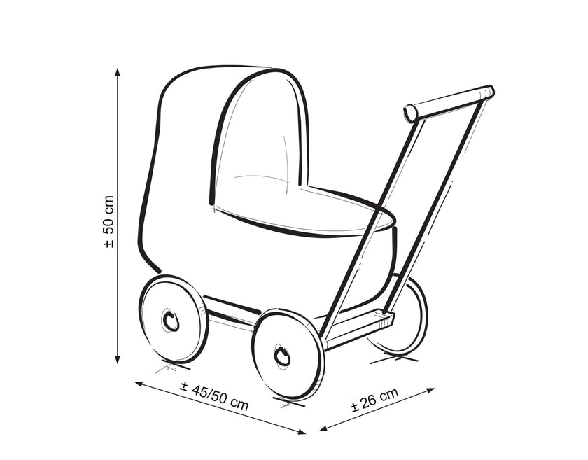 Landau en Osier pour Poupée avec Literie - Blanc Naturel - Mode Bébé Claye