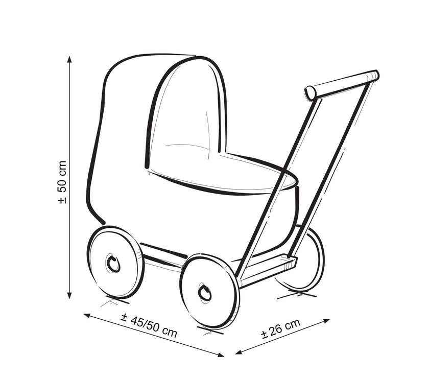 Landau en Osier pour Poupée avec Literie - Blanc Naturel - Mode Bébé Claye