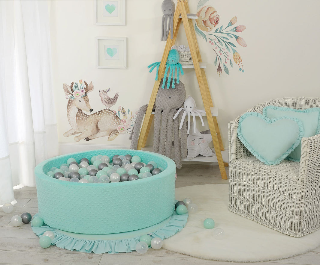 Piscine minky sèche avec boules 200 pcs - menthe - Mode Bébé Claye