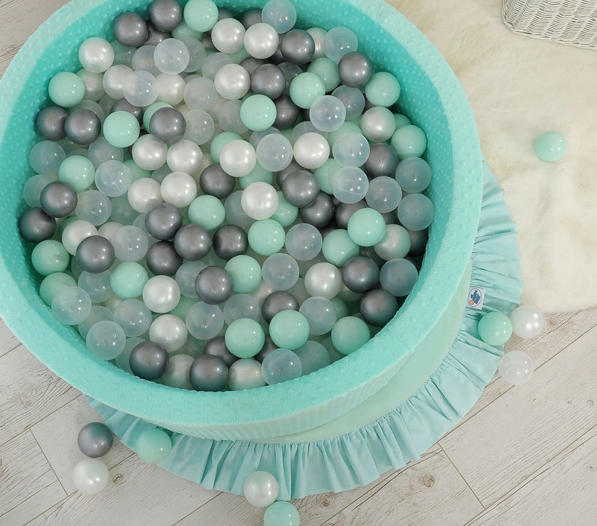 Piscine minky sèche avec boules 200 pcs - menthe - Mode Bébé Claye