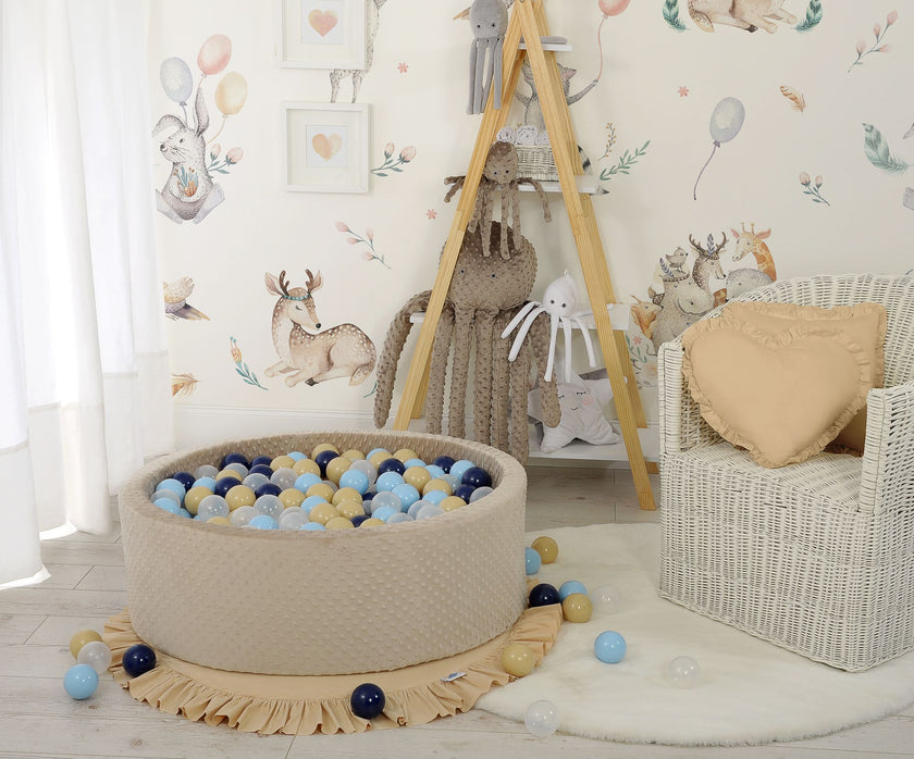 Piscine sèche à volants avec boules 200 pcs. - beige - Mode Bébé Claye