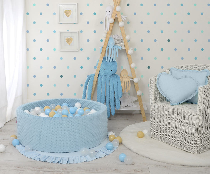 Piscine sèche à volants avec boules 200 pcs. -bleu - Mode Bébé Claye