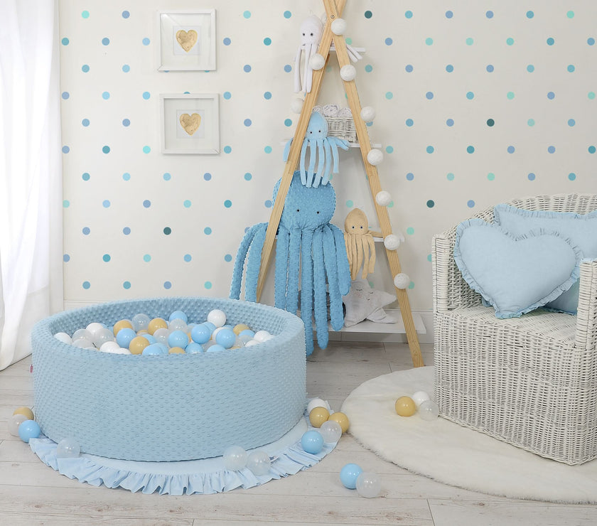 Piscine sèche à volants avec boules 200 pcs. -bleu - Mode Bébé Claye