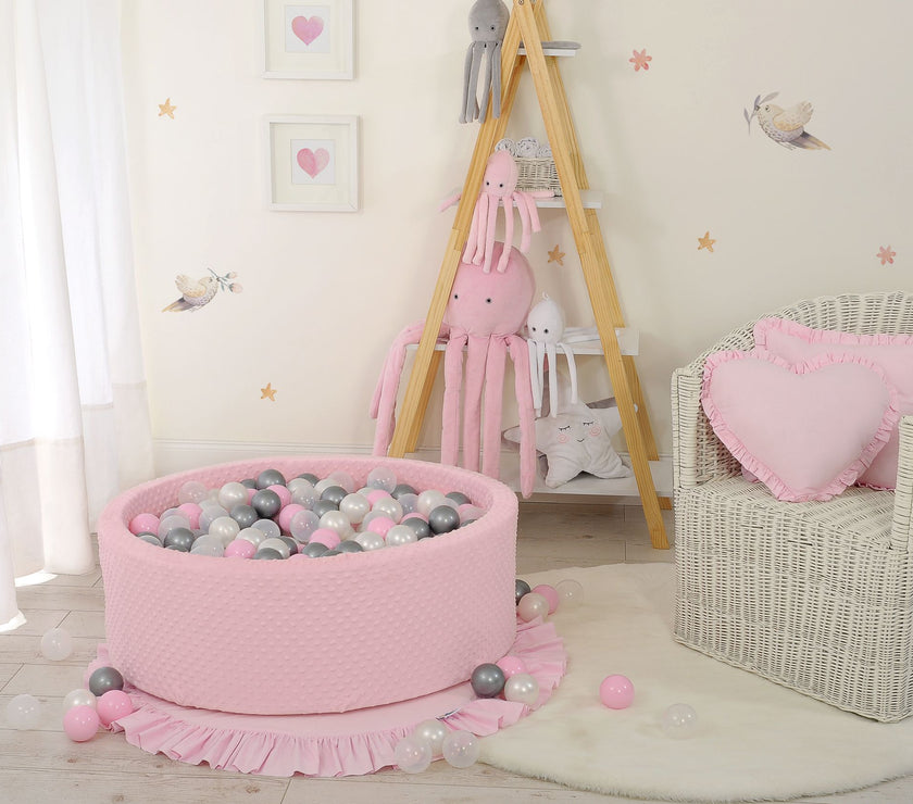Piscine sèche minky avec boules 200 pcs - rose - Mode Bébé Claye