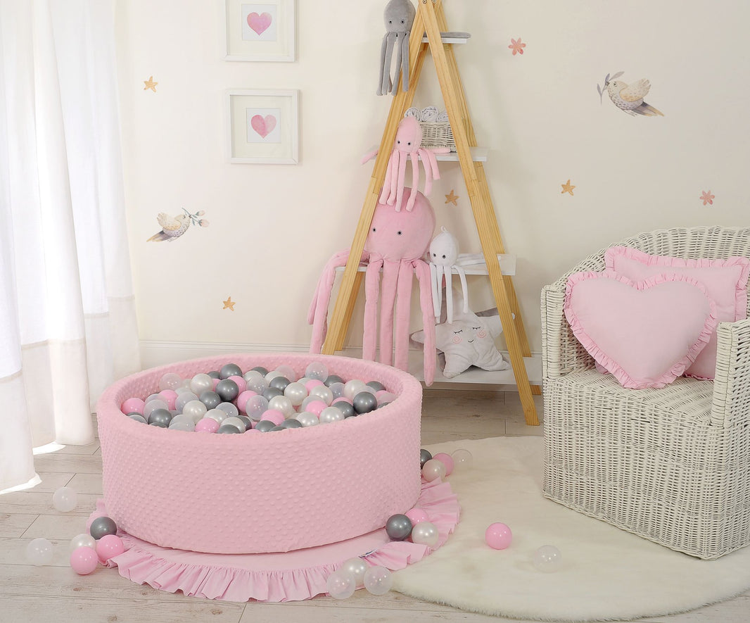 Piscine sèche minky avec boules 200 pcs - rose - Mode Bébé Claye