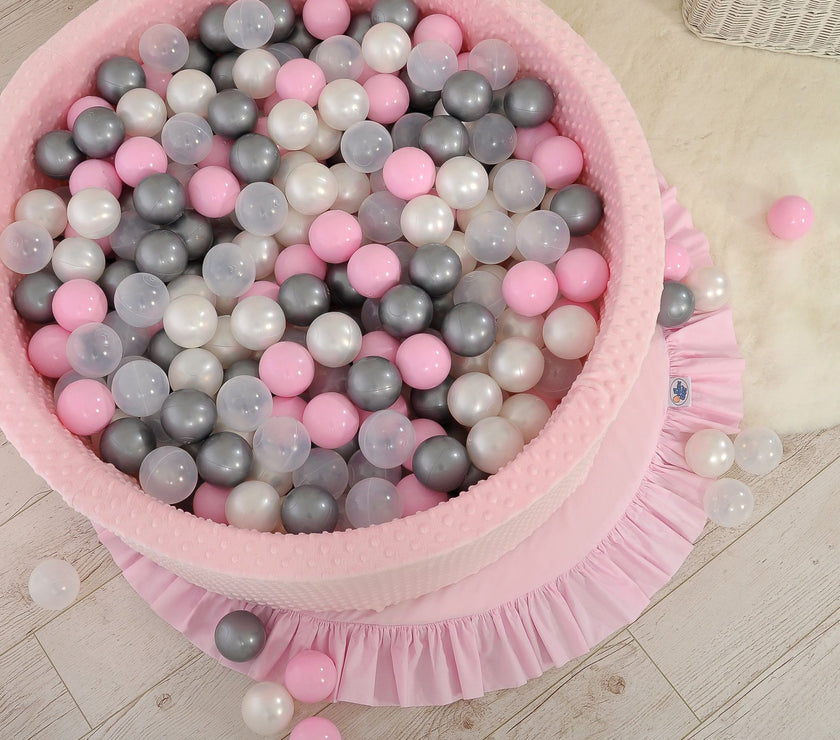 Piscine sèche minky avec boules 200 pcs - rose - Mode Bébé Claye