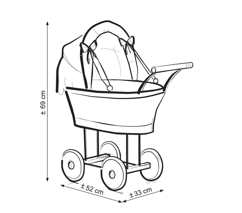 Poussette haute en osier pour poupées - blanc - Mode Bébé Claye
