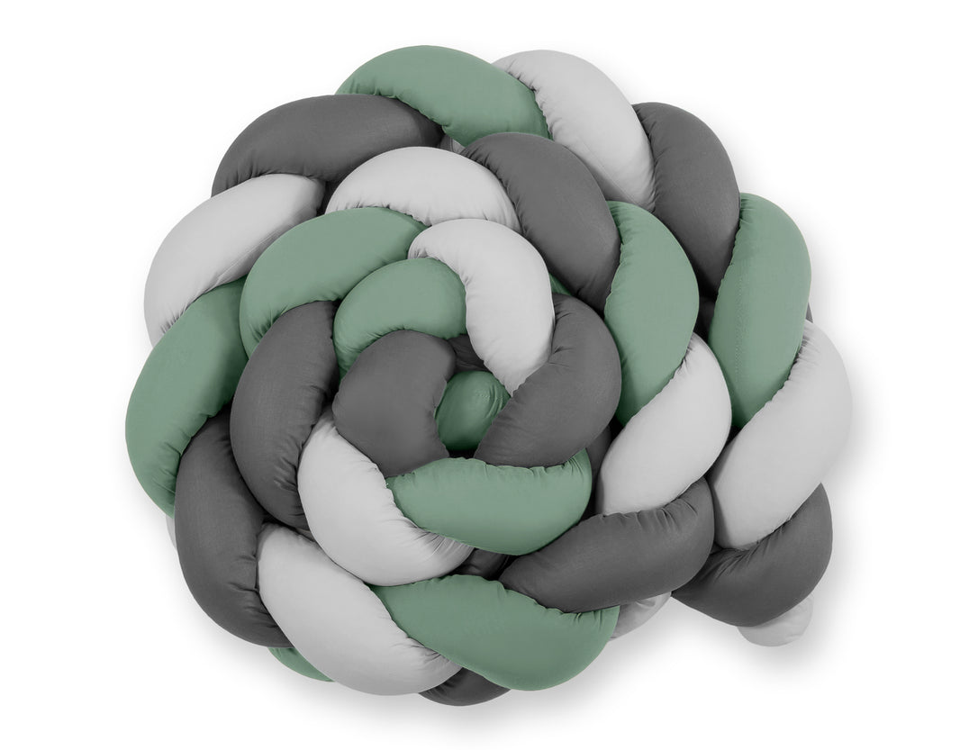 Tour de lit Tressé  360 cm - blanc-gris-vert - Mode Bébé Claye