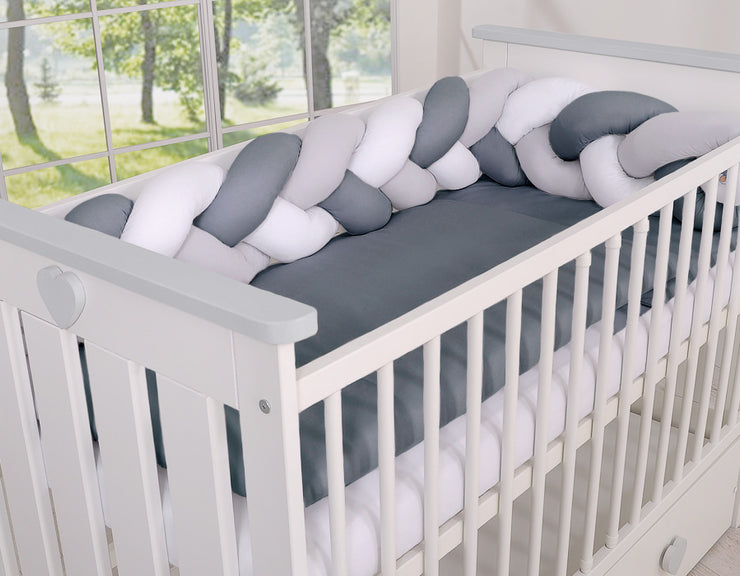 Tour de lit Tressé - blanc-gris - Mode Bébé Claye