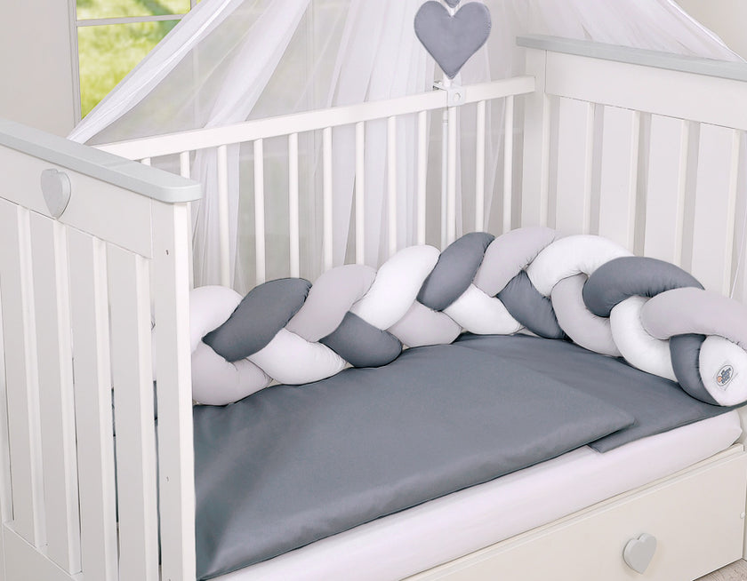 Tour de lit Tressé - blanc-gris - Mode Bébé Claye