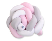 Tour De Lit Tressé blanc-gris-rose poudré - Mode Bébé Claye