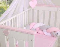Tour De Lit Tressé blanc-gris-rose poudré - Mode Bébé Claye