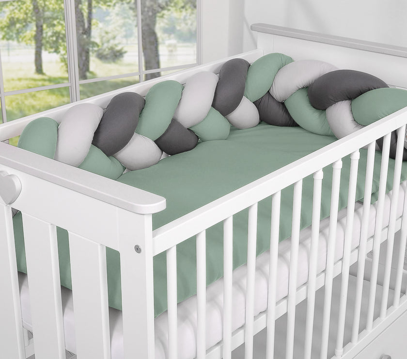 Tour de lit Tressé - blanc-gris-vert - Mode Bébé Claye