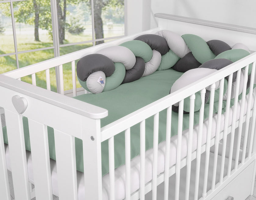 Tour de lit Tressé - blanc-gris-vert - Mode Bébé Claye
