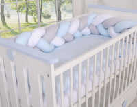 Tour de lit Tressé - bleu- gris-blanc - Mode Bébé Claye