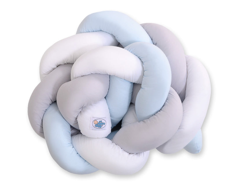 Tour de lit Tressé - bleu- gris-blanc - Mode Bébé Claye