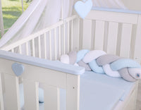 Tour de lit Tressé - bleu- gris-blanc - Mode Bébé Claye