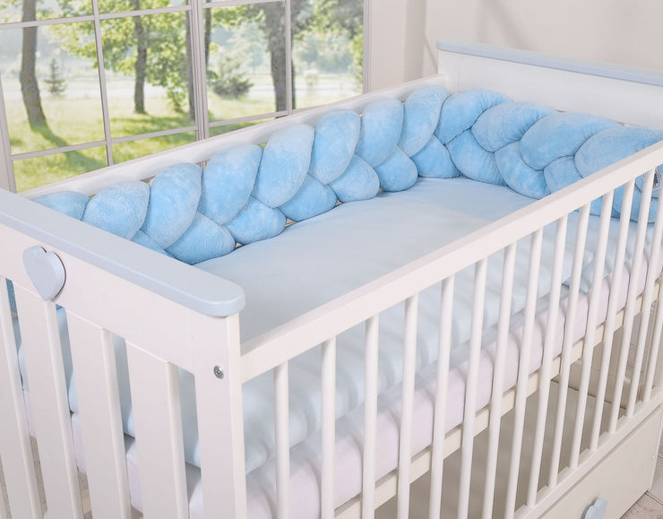 Tour de lit Tressé en pluche - Bleu - Mode Bébé Claye