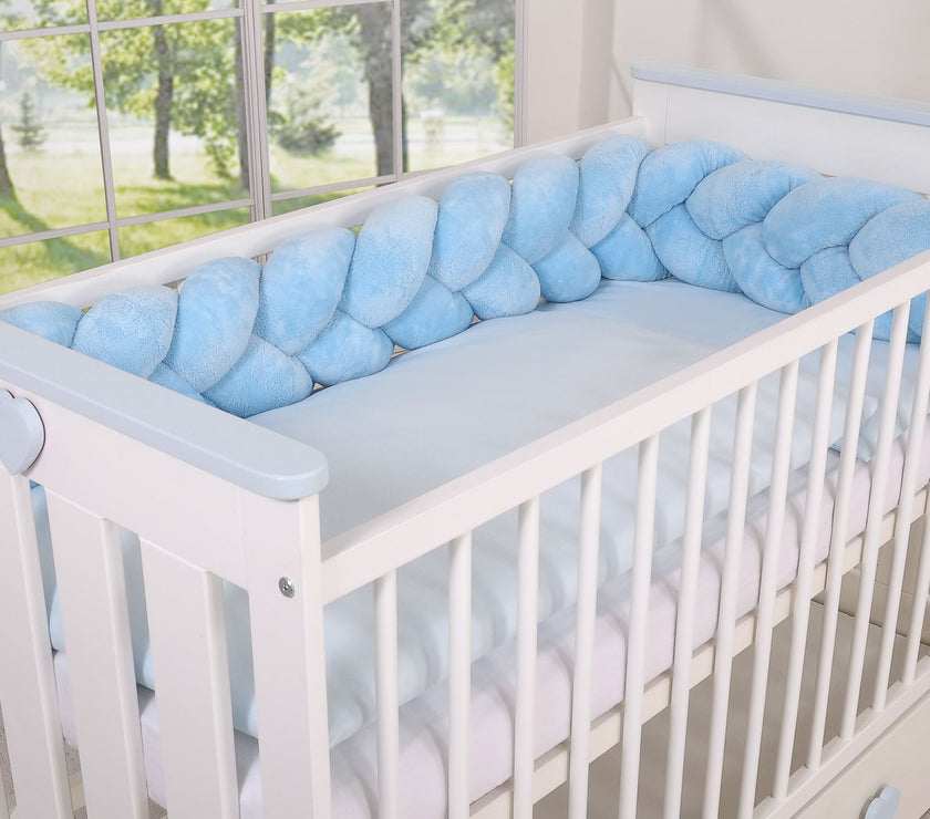 Tour de lit Tressé en pluche - Bleu - Mode Bébé Claye