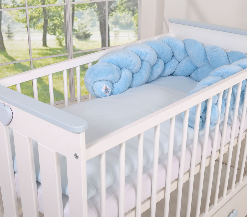 Tour de lit Tressé en pluche - Bleu - Mode Bébé Claye