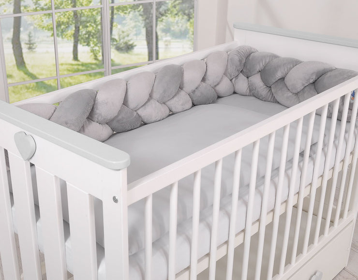Tour de lit Tressé en pluche - gris - Mode Bébé Claye