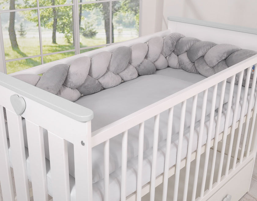 Tour de lit Tressé en pluche - gris - Mode Bébé Claye