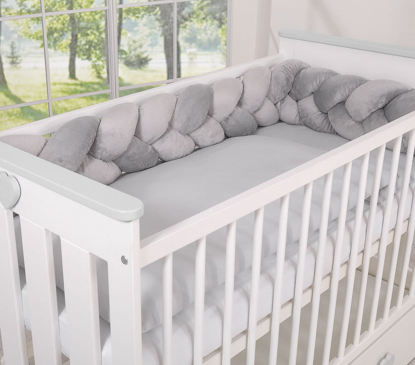 Tour de lit Tressé en pluche - gris - Mode Bébé Claye
