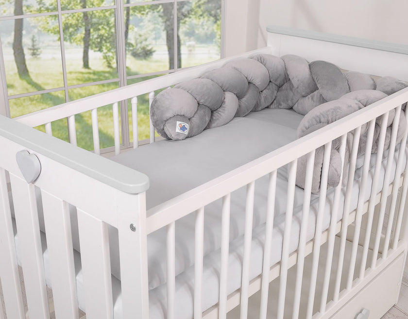 Tour de lit Tressé en pluche - gris - Mode Bébé Claye