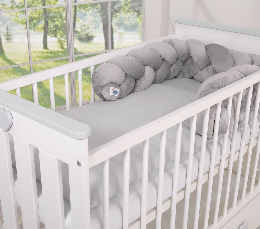 Tour de lit Tressé en pluche - gris - Mode Bébé Claye