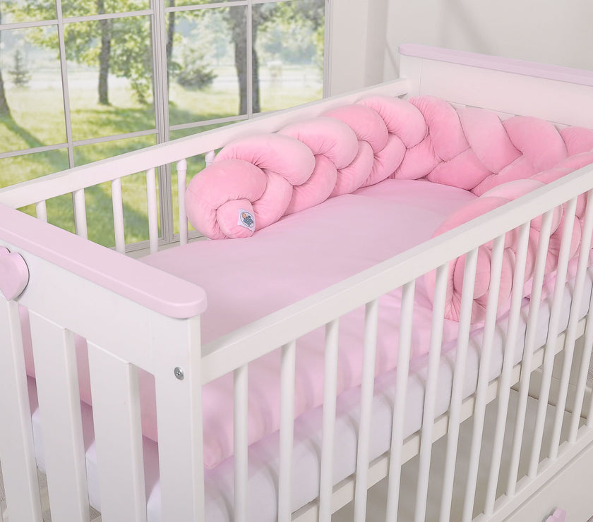 Tour de lit Tressé en pluche - rose - Mode Bébé Claye
