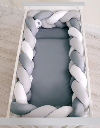 Tour de lit Tressé Gris - Blanc  360 cm - Mode Bébé Claye