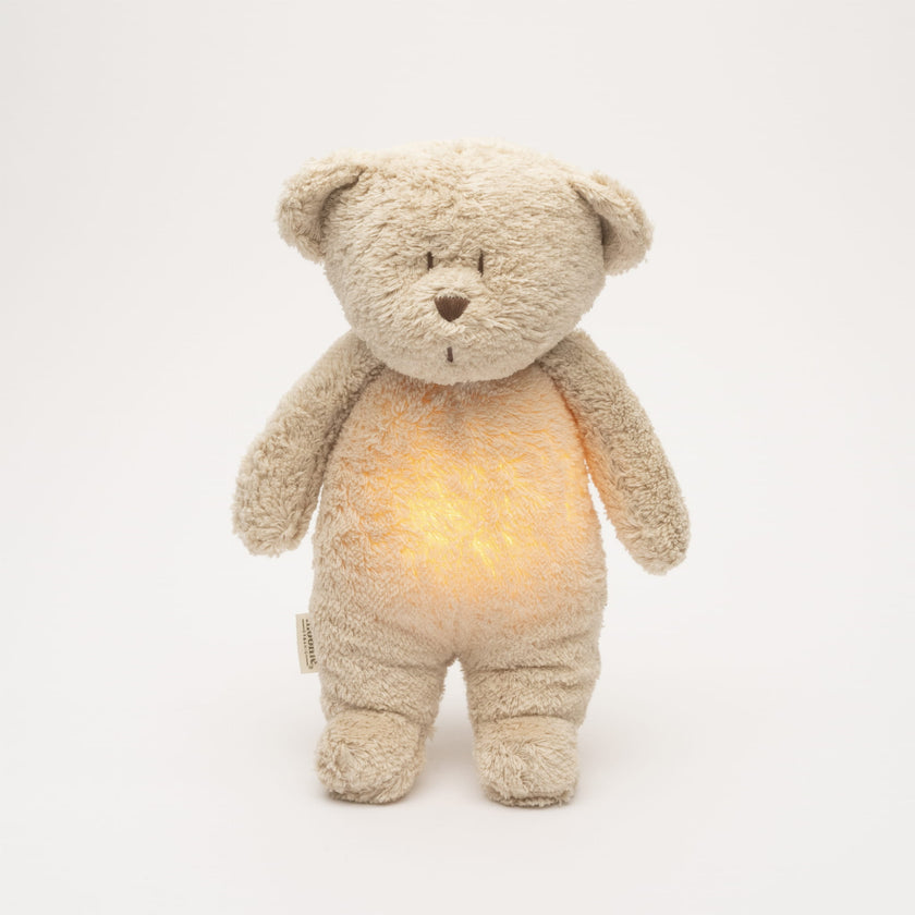 Moonie – ourson nature bio avec sons & lumières sable - Mode Bébé Claye