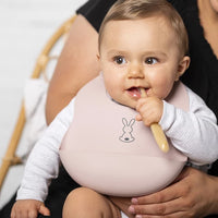 Bavoir silicone vieux rose - Mode Bébé Claye