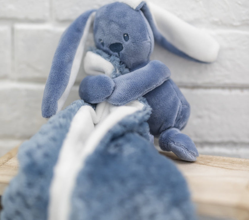 Doudou Couverture Lapin Lapidou Bleu - Mode Bébé Claye