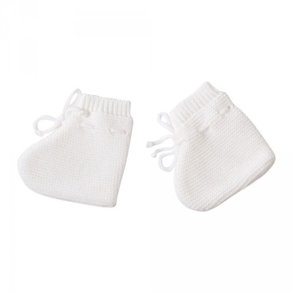 White baby bra with booties and hat