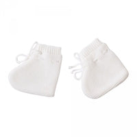 White baby bra with booties and hat