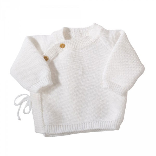 White baby bra with booties and hat
