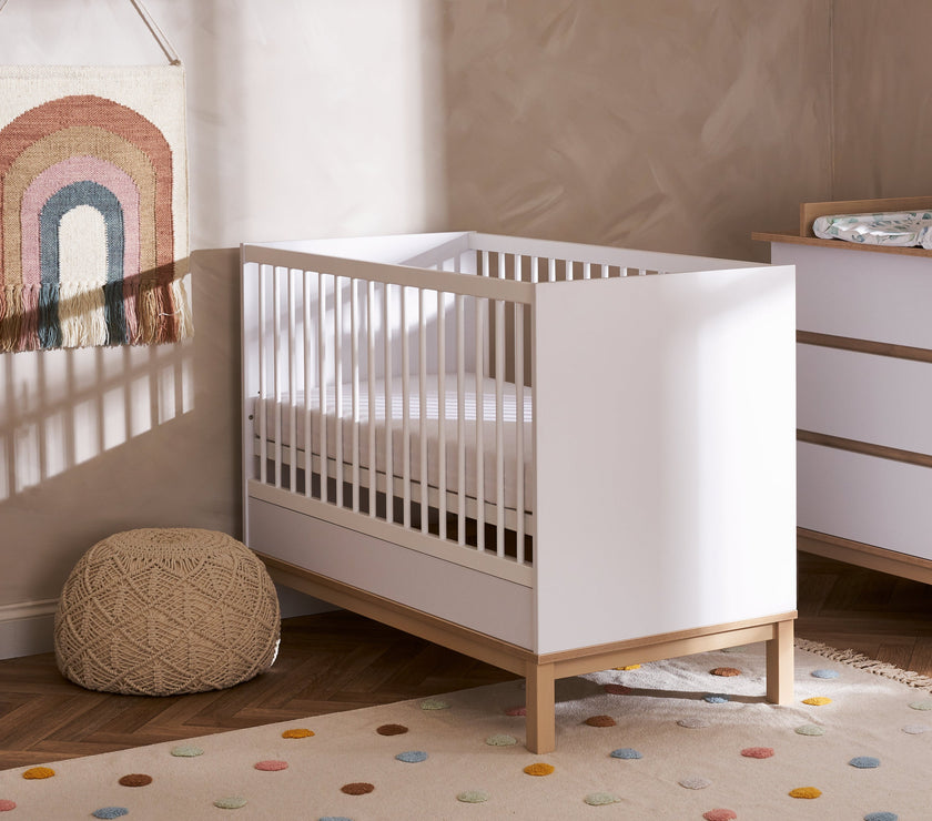 Chambre Duo Astrid - Lit 60x120cm + Commode 3 Tiroirs - Blanc - Mode Bébé Claye