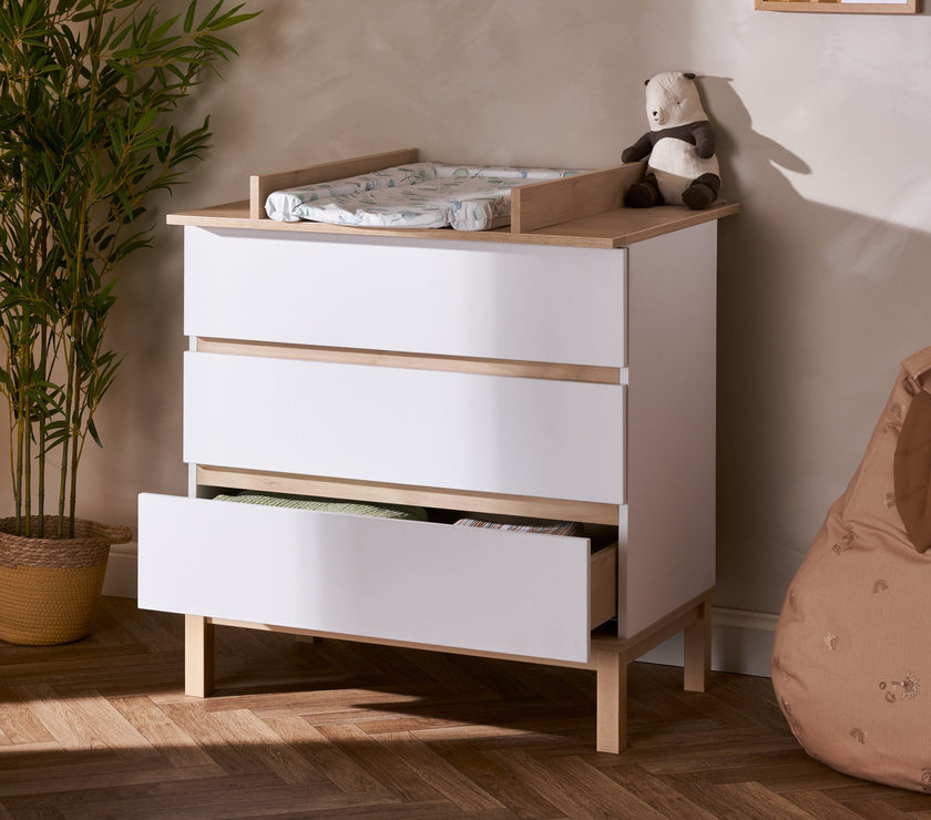 Chambre Duo Astrid - Lit 60x120cm + Commode 3 Tiroirs - Blanc - Mode Bébé Claye
