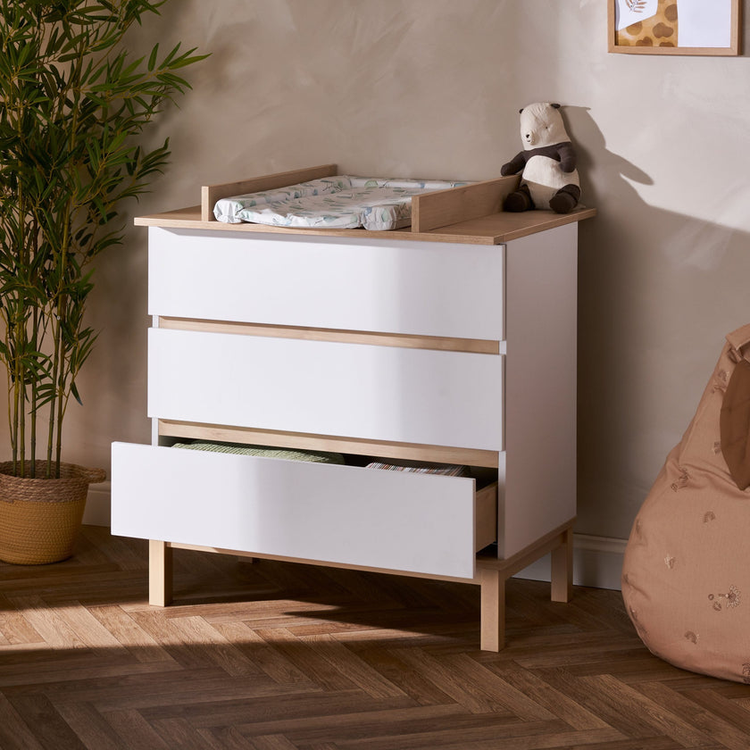 Chambre Duo Astrid - Lit 60x120cm + Commode 3 Tiroirs - Blanc - Mode Bébé Claye