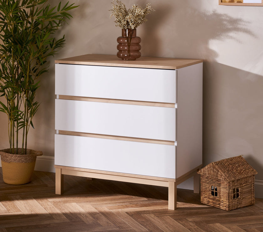 Chambre Duo Astrid - Lit 60x120cm + Commode 3 Tiroirs - Blanc - Mode Bébé Claye