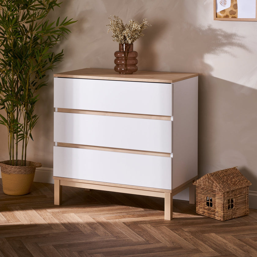 Chambre Duo Astrid - Lit 60x120cm + Commode 3 Tiroirs - Blanc - Mode Bébé Claye