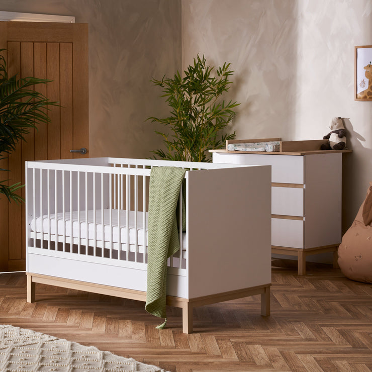 Chambre Duo Astrid - Lit 70x140cm + Commode 3 Tiroires - Blanc - Mode Bébé Claye