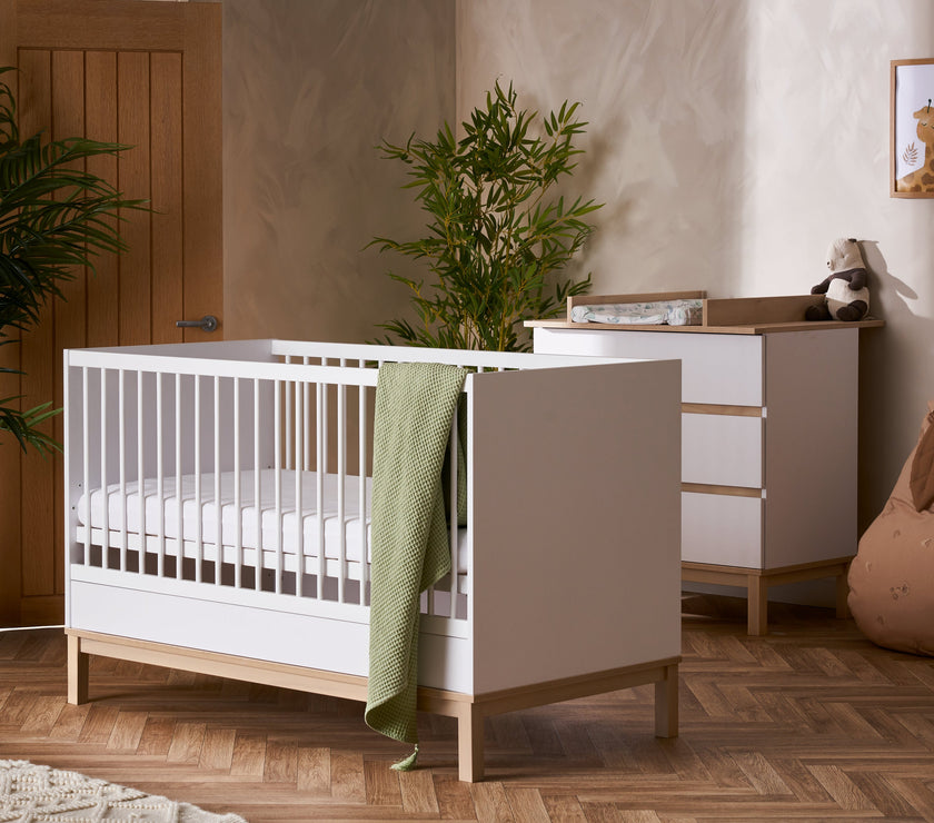 Chambre Duo Astrid - Lit 70x140cm + Commode 3 Tiroires - Blanc - Mode Bébé Claye