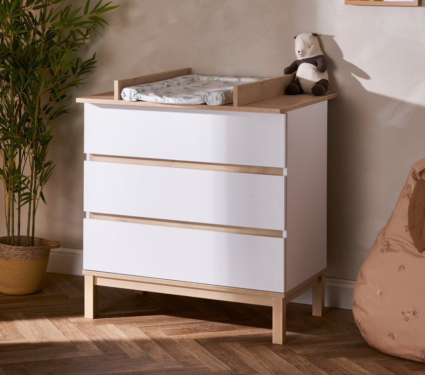 Chambre Duo Astrid - Lit 70x140cm + Commode 3 Tiroires - Blanc - Mode Bébé Claye