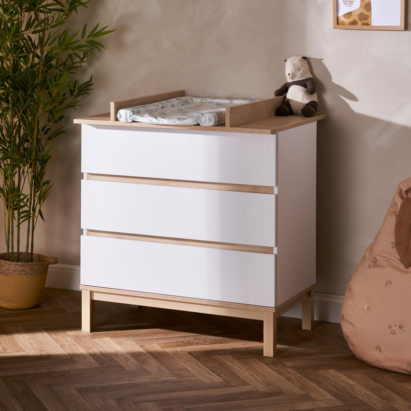 Chambre Duo Astrid - Lit 70x140cm + Commode 3 Tiroires - Blanc - Mode Bébé Claye