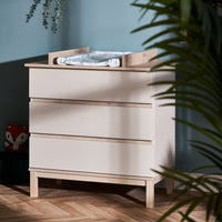 Chambre Duo Astrid - Lit 70x140cm + Commode 3 Tiroires - Satin - Mode Bébé Claye