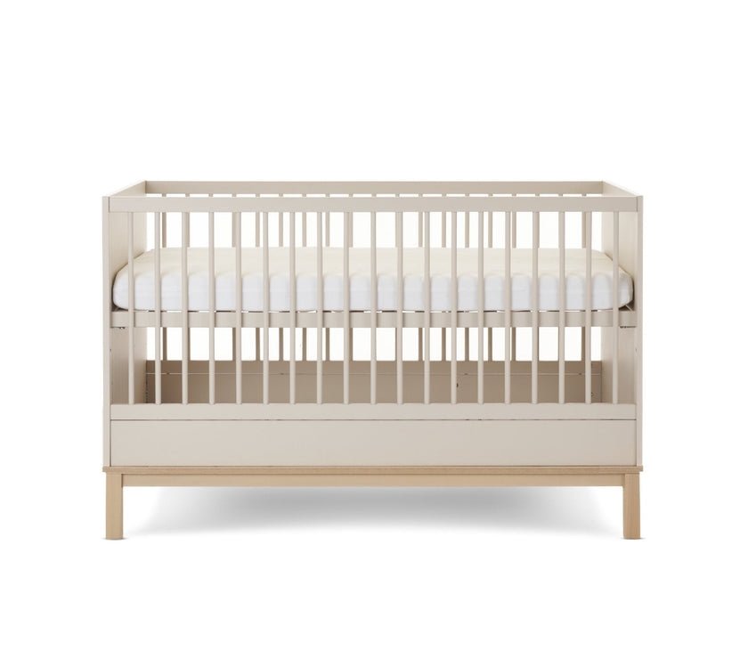 Chambre Duo Astrid - Lit 70x140cm + Commode 3 Tiroires - Satin - Mode Bébé Claye