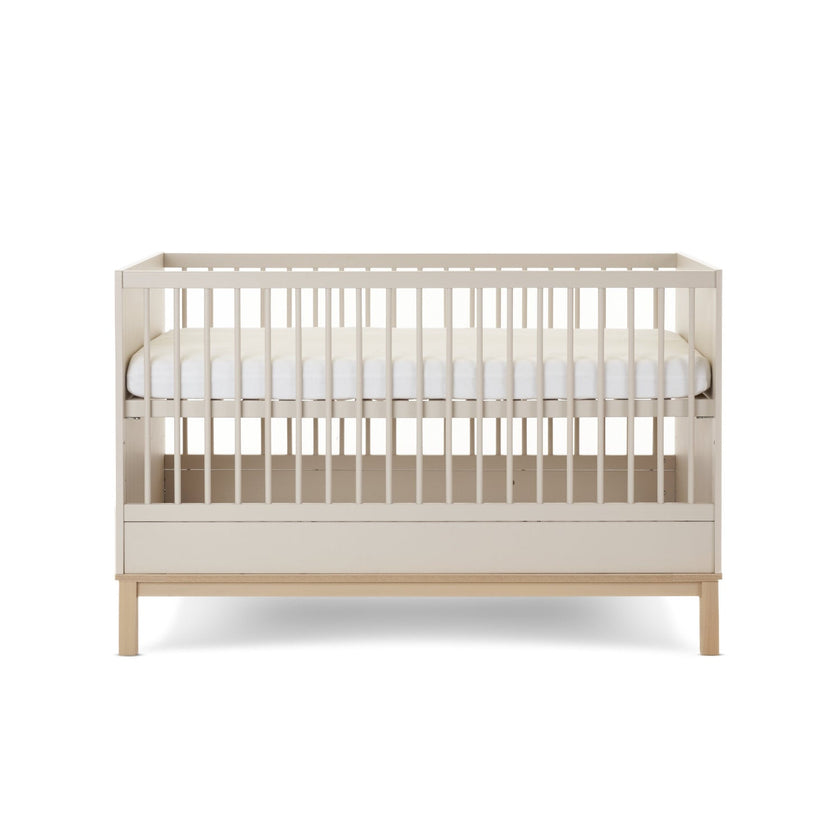 Chambre Duo Astrid - Lit 70x140cm + Commode 3 Tiroires - Satin - Mode Bébé Claye